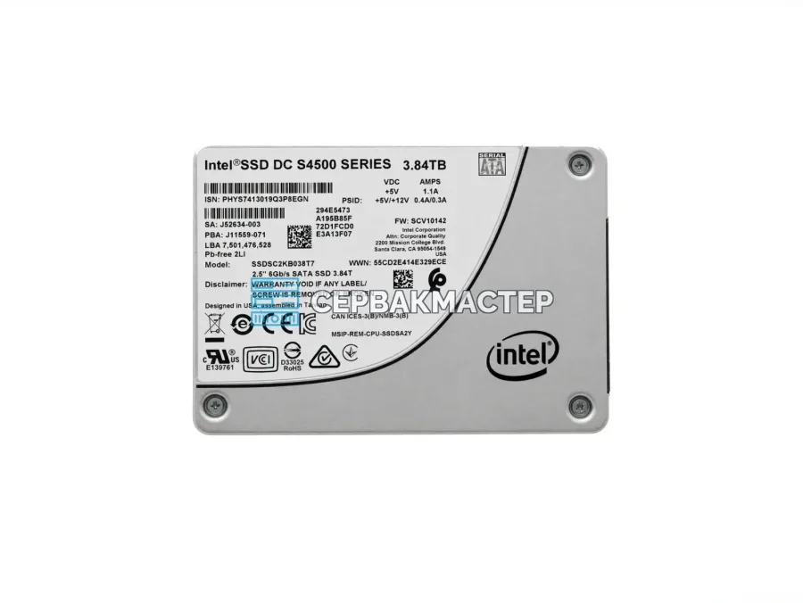 Серверный SSD Intel DC S4500 3.84TB 2.5" SATA 6Gb/s [SSDSC2KB038T701]