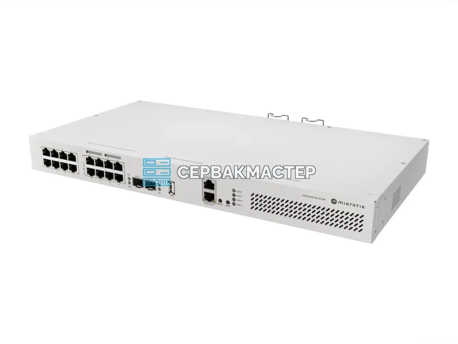 Управляемый L3-коммутатор MikroTik CRS418-8P-8G-2S+RM: PoE-out 150 Вт, 17x RJ45 1G, 2x SFP+ 10G