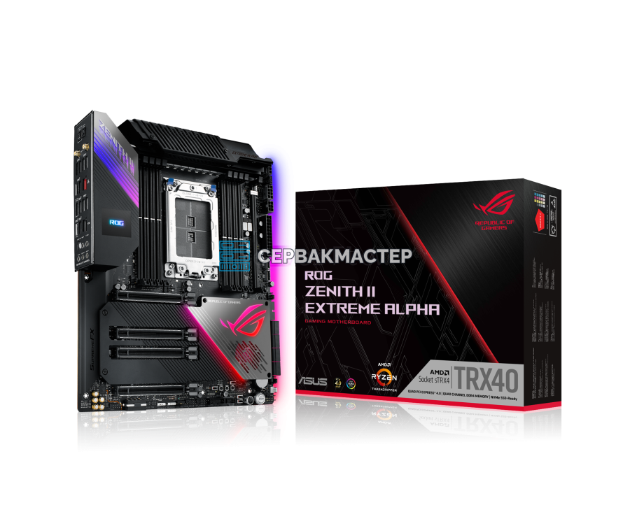 Материнская плата ASUS ROG Zenith II Extreme Alpha (Extended ATX, sTRX4, 8 DIMM) — купить в СервакМастер