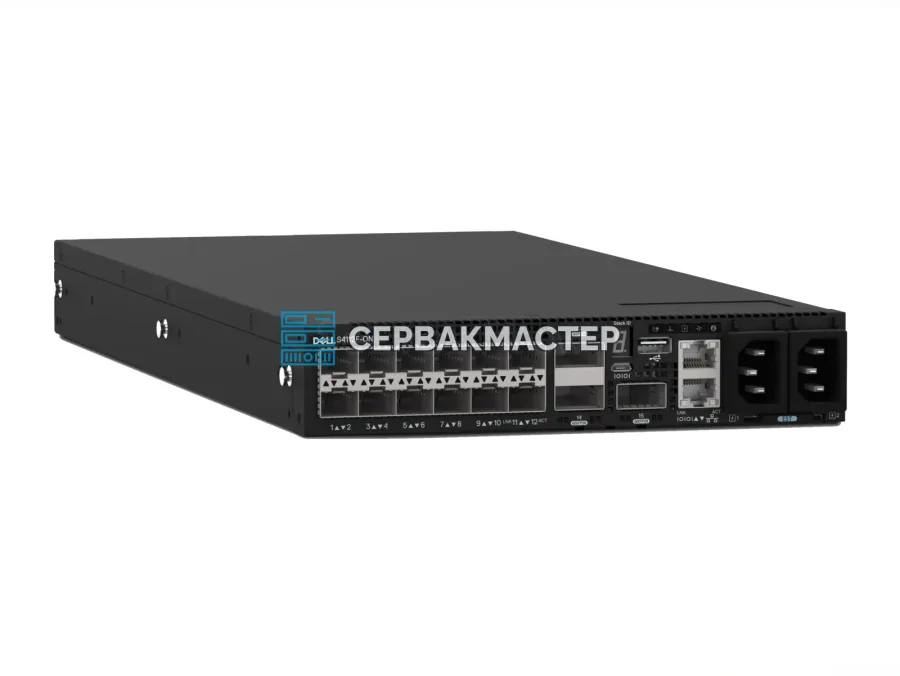 Коммутатор Dell PowerSwitch S4112F-ON PS/IO Airflow, 12x SFP+ 10 Гбит/с и 3x QSFP28 100 Гбит/с