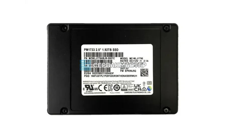 SSD-накопитель Samsung PM893a 1.92TB 2.5" 6Gb/s [MZ7L31T9HELA]