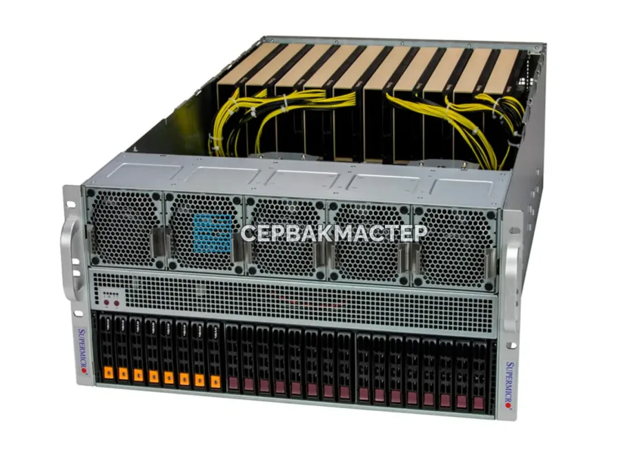 Сервер Supermicro SYS-521GE-TNRT: 10× RTX PRO 6000 BSE 96GB, 2× Xeon Platinum 8558, 384GB RAM