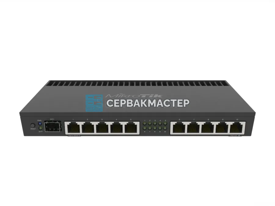 Управляемый коммутатор-маршрутизатор MikroTik RB4011IGS+RM: 10x RJ45 1 Гбит/с, 1x SFP+ 10 Гбит/с, L3, RouterOS