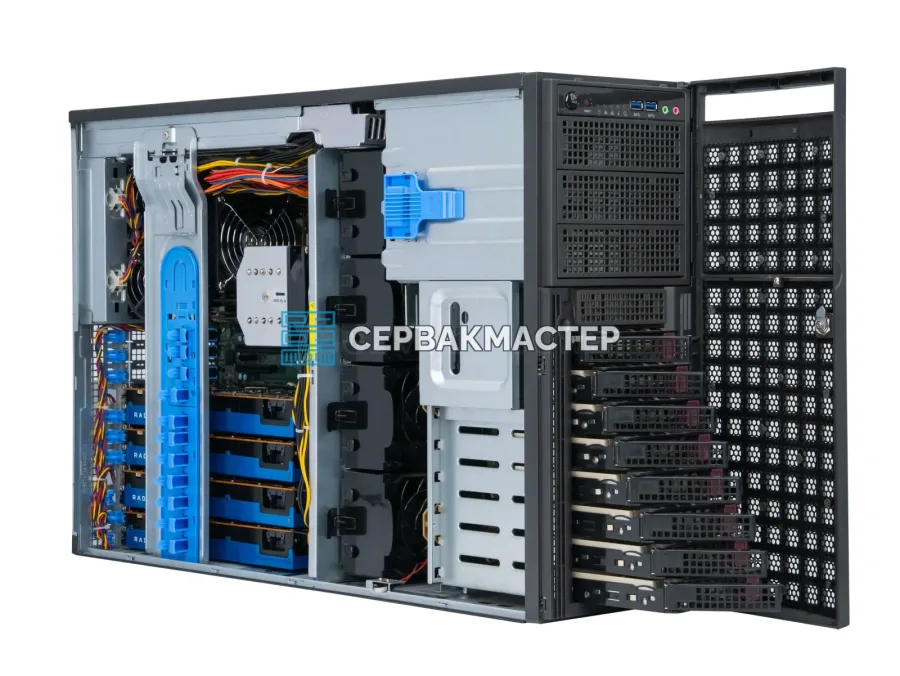 Сервер Supermicro 747BTQ-R2K04B с 4× Radeon Pro WX8200 8GB, 2× Xeon E5 2697v4 и 256 ГБ RAM