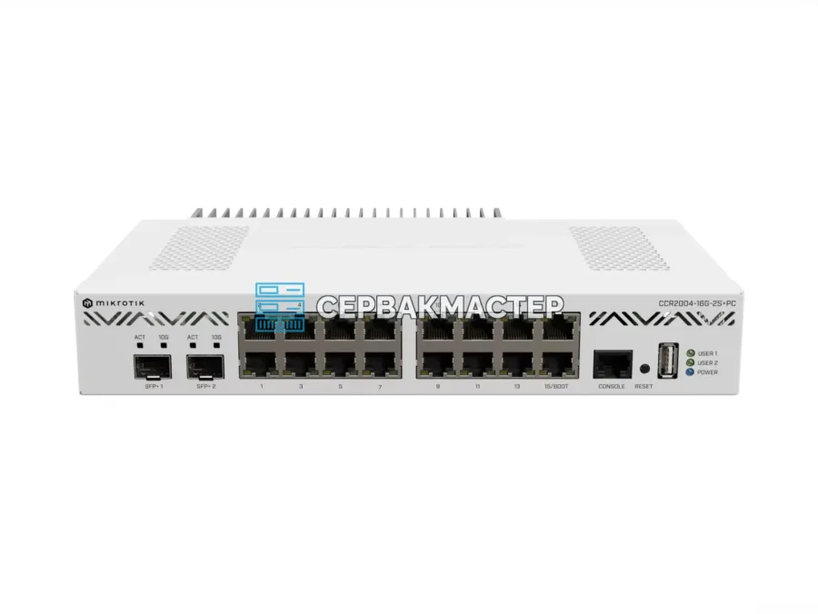 Маршрутизирующий коммутатор MikroTik CCR2004-16G-2S+PC: 16x RJ45 1 Гбит/с и 2x SFP+ 10 Гбит/с