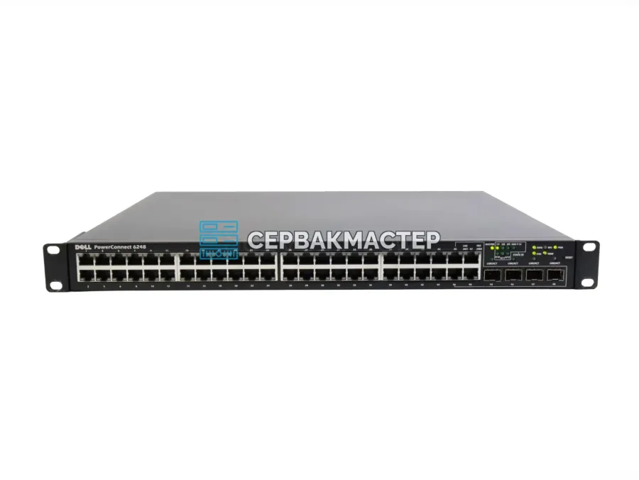 Управляемый L3-коммутатор Dell PowerConnect 6248 (44х RJ45 1 Гбит/с, 4х RJ45/SFP+ 10 Гбит/с), Б/У