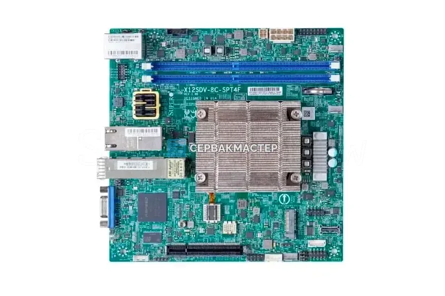 Материнская плата Supermicro X12SDV-8C-SPT4F Mini-ITX, FCBGA2227, 2 DIMM, DDR4 128GB [MBD-X12SDV-8C-SPT4F] — купить в СервакМастер