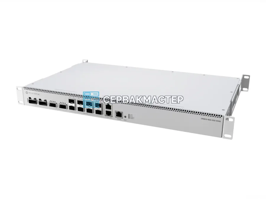 Коммутатор MikroTik CRS812 DDQ: 2x RJ45 10 Гбит/с, 8x SFP56 50 Гбит/с, 2x QSFP56 200 Гбит/с, 2x QSFP56-DD 400 Гбит/с
