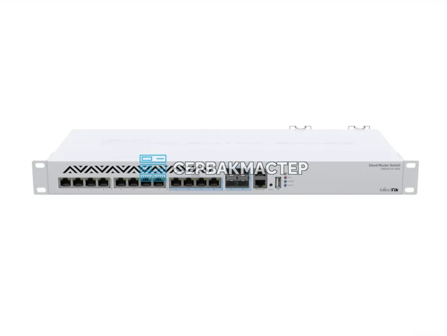 Коммутатор MikroTik CRS312-4C+8XG-RM: 8 портов RJ45 10 Гбит/с и 4 комбо-порта RJ45/SFP+