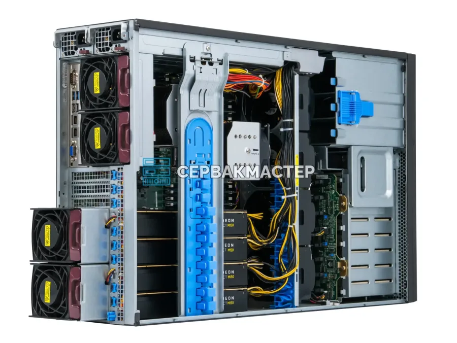 Supermicro 747BTQ-R2K04B: 4× Instinct MI50 16GB, 2× Xeon E5 2697v4, 256GB RAM