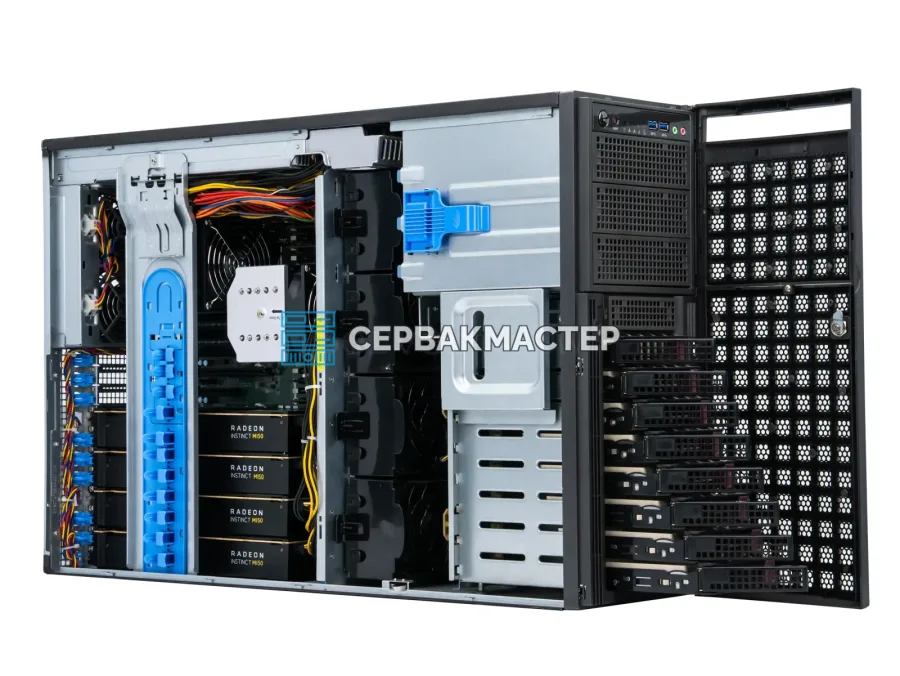 Supermicro 747BTQ-R2K04B: 4× Instinct MI50 16GB, 2× Xeon E5 2697v4, 256GB RAM
