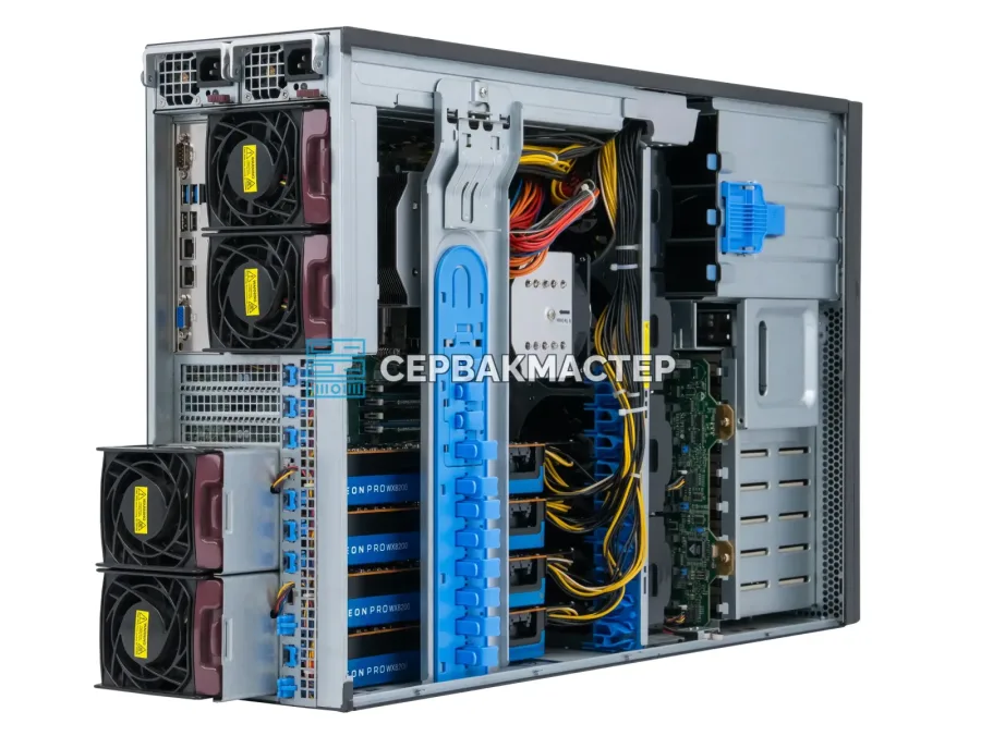 Сервер Supermicro 747BTQ-R2K04B с 4× Radeon Pro WX8200 8GB, 2× Xeon E5 2697v4 и 256 ГБ RAM