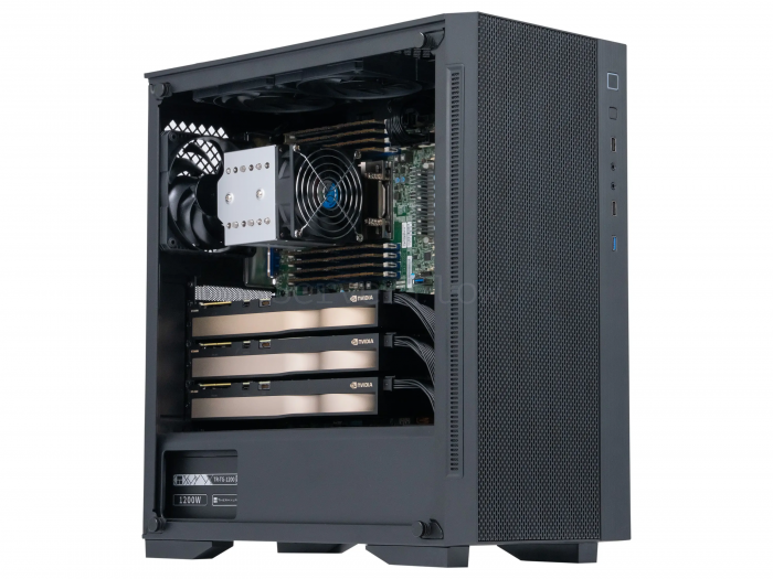 AI-сервер Deepcool MATREXX 55 MESH с 3× NVIDIA RTX A5000 24GB, AMD EPYC 7402 и 256 ГБ ECC RAM — купить в СервакМастер