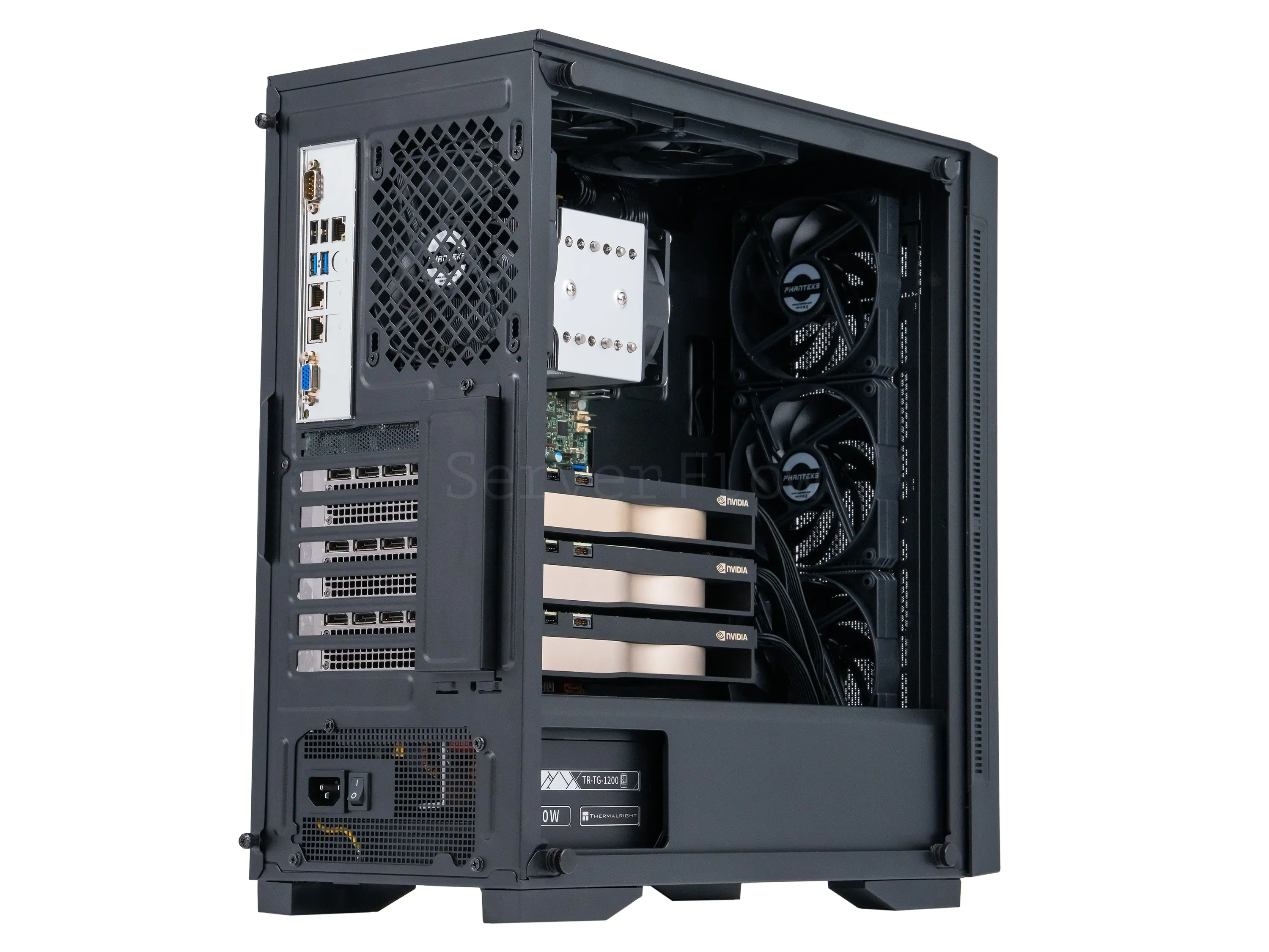 AI-сервер Deepcool MATREXX 55 MESH с 3× NVIDIA RTX A5000 24GB, AMD EPYC 7402 и 256 ГБ ECC RAM — купить в СервакМастер