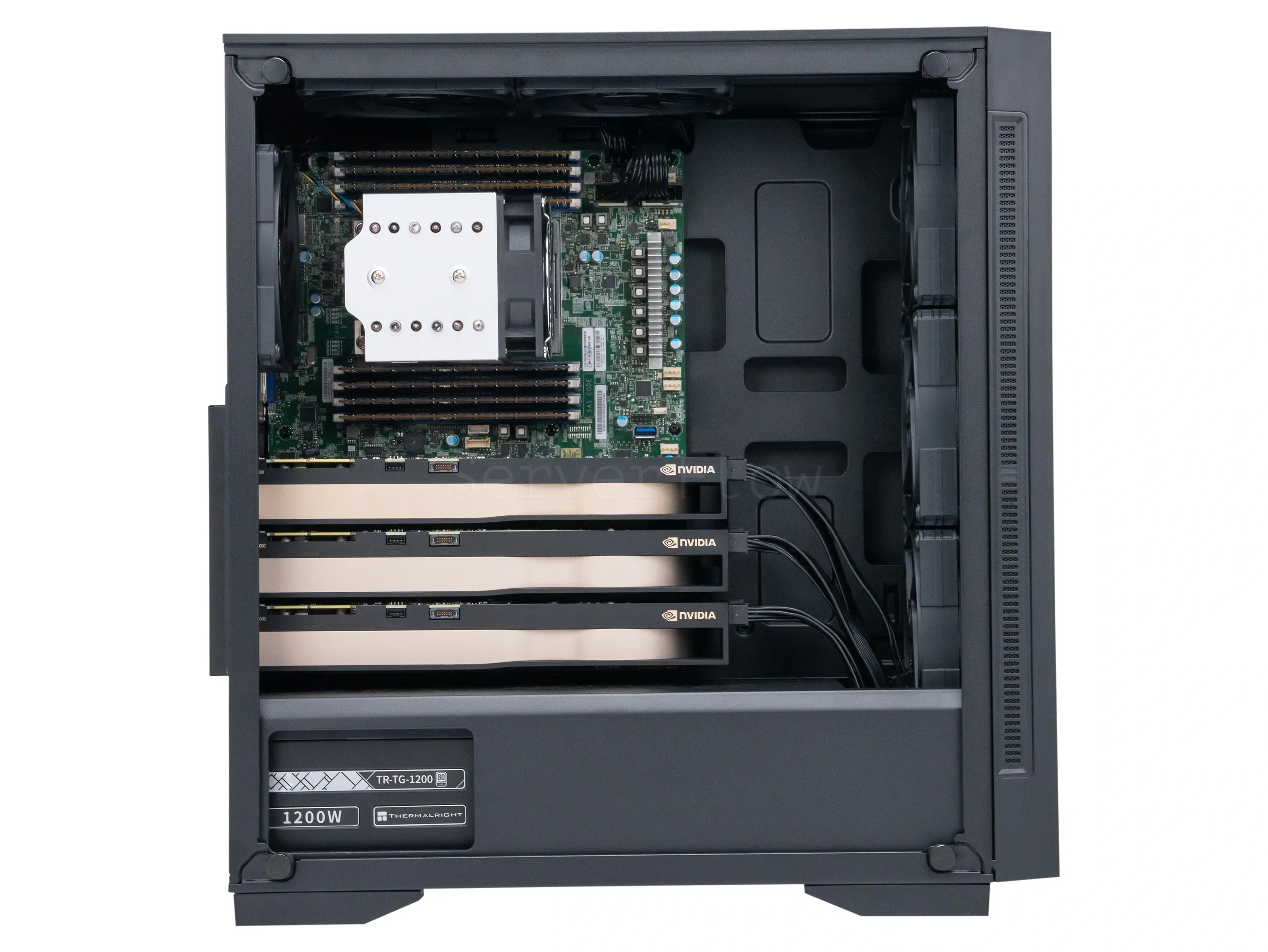 AI-сервер Deepcool MATREXX 55 MESH с 3× NVIDIA RTX A5000 24GB, AMD EPYC 7402 и 256 ГБ ECC RAM — купить в СервакМастер