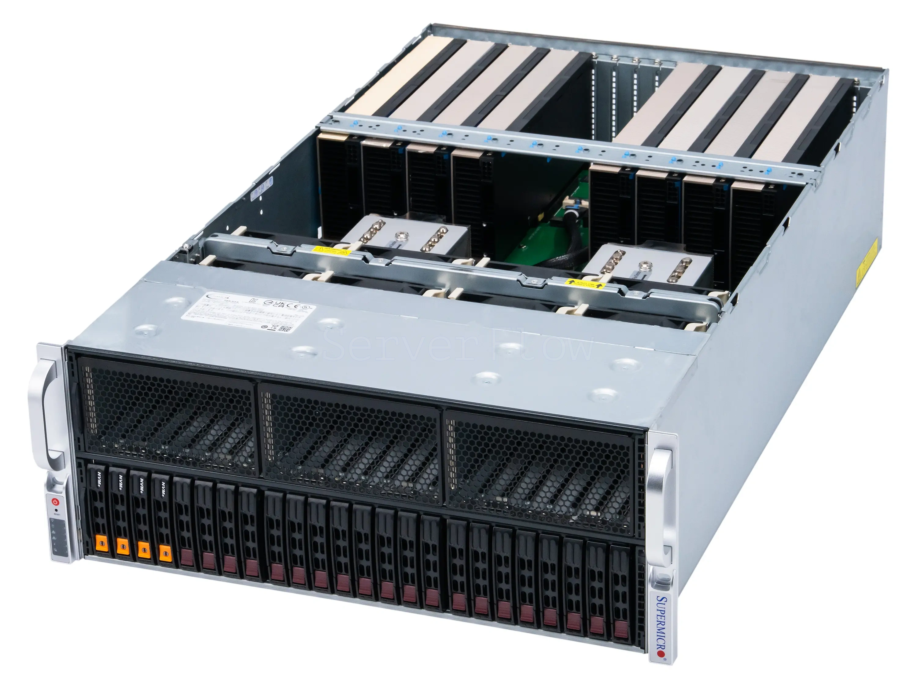 Supermicro 4125GS-TNRT — сервер с 8× NVIDIA H100 80GB и двумя AMD EPYC 9354 для ИИ-задач